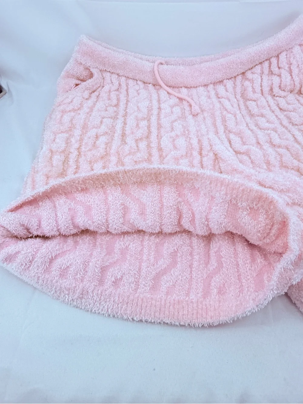 RARE Golf Wang Pink Very Fuzzy Furry Cable Knit Streetwear Shorts, Mens sz L